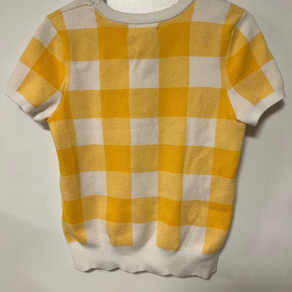 Anthropologie Yellow and Cream Short sleeve sweater - Picture 4 of 6